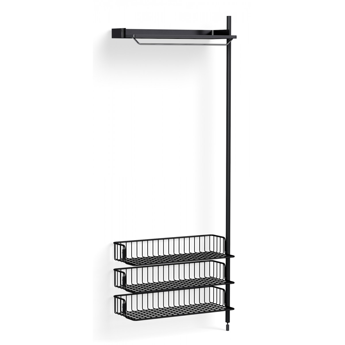 Pier System 1020 – PS Black Shelf + Anthracite Wire Shelves + Black Anodised Aluminium Profiles