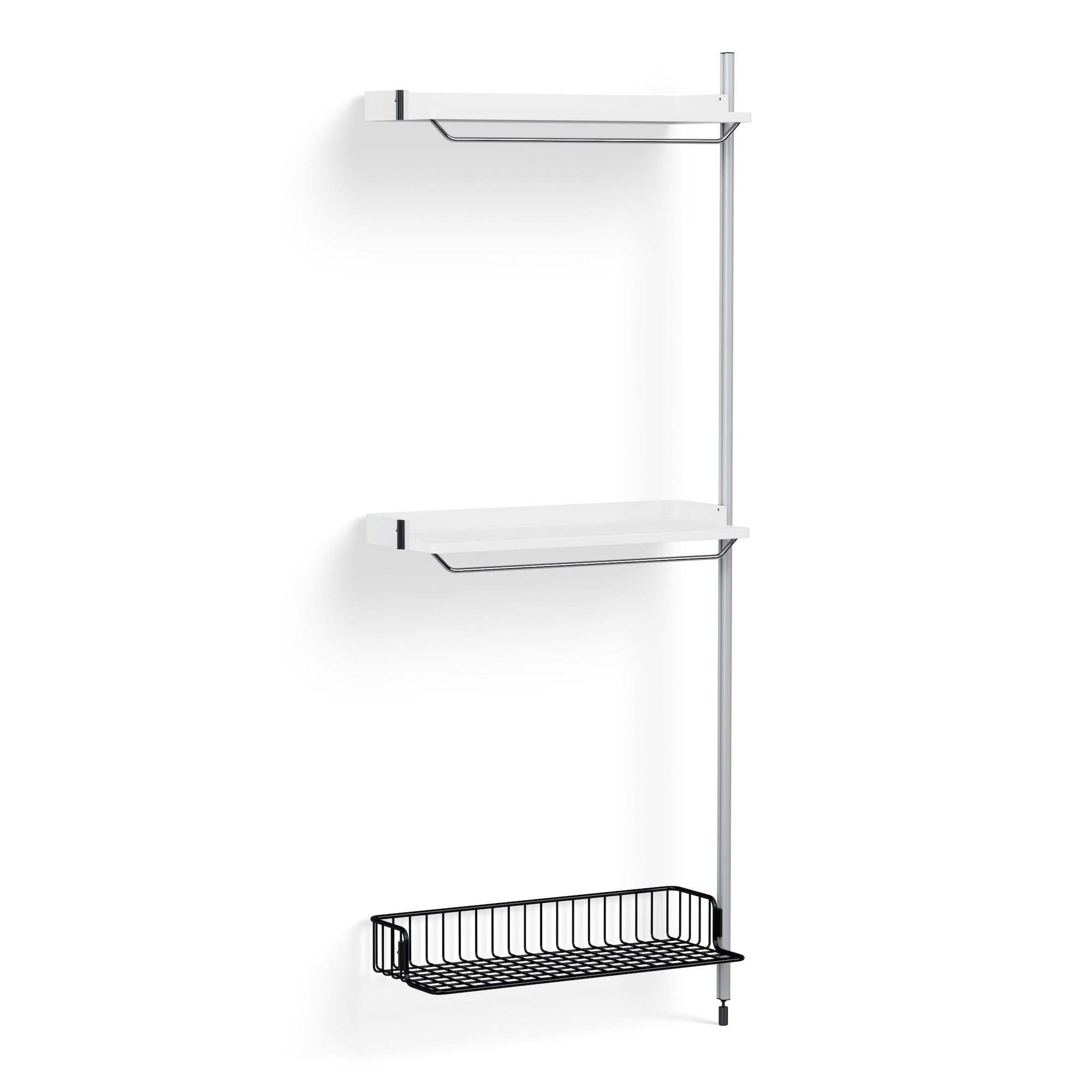 Pier System 1030 – PS White Shelves + Anthracite Wire Shelf + Anodised Aluminium Profiles - HAY