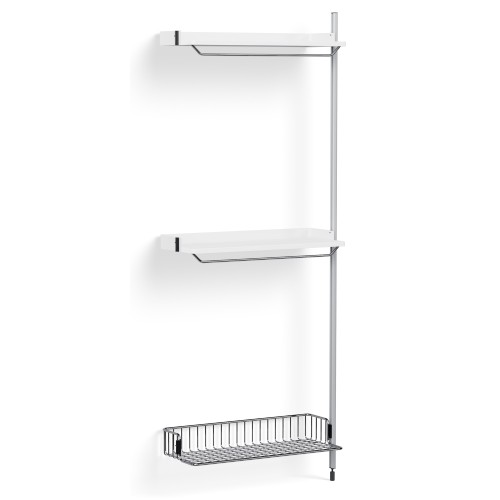 Pier System 1030 – Étagères Blanc PS + Grille Chrome + Montants Aluminium anodisé - HAY