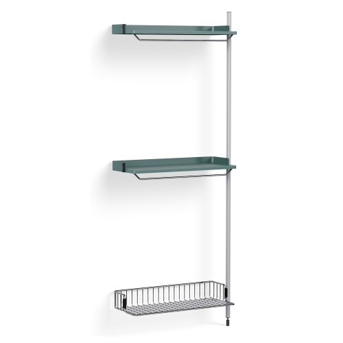 Pier System 1030 – PS Blue Shelves + Chromed Wire Shelf + Anodised Aluminium Profiles - HAY