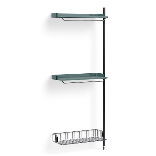 Pier System 1030 – PS Blue Shelves + Chromed Wire Shelf + Black Anodised Aluminium Profiles - HAY