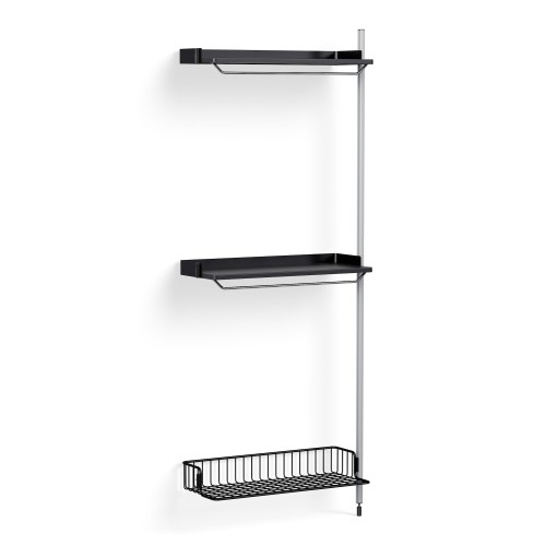 Pier System 1030 – PS Black Shelves + Anthracite Wire Shelf + Anodised Aluminium Profiles - HAY