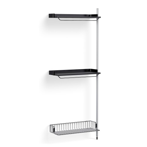 Pier System 1030 – PS Black Shelves + Chromed Wire Shelf + Anodised Aluminium Profiles - HAY