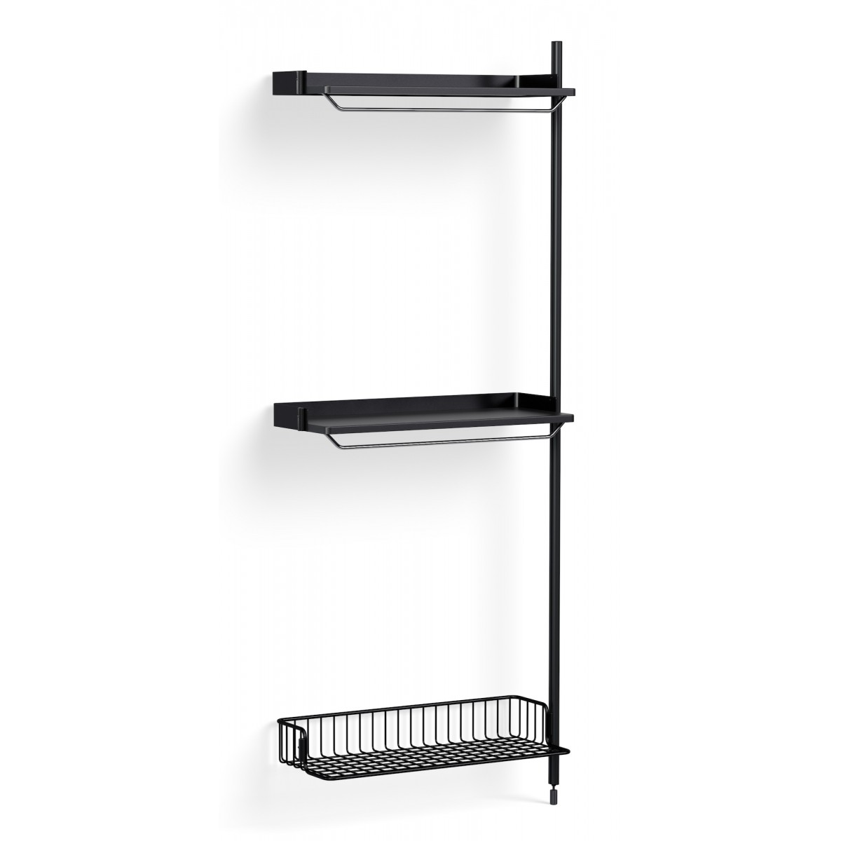 Pier System 1030 – PS Black Shelves + Anthracite Wire Shelf + Black Anodised Aluminium Profiles