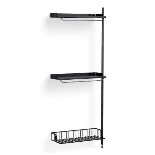 Pier System 1030 – PS Black Shelves + Anthracite Wire Shelf + Black Anodised Aluminium Profiles - HAY