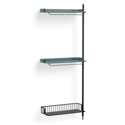 Pier System 1030 – PS Blue Shelves + Anthracite Wire Shelf + Black Anodised Aluminium Profiles - HAY