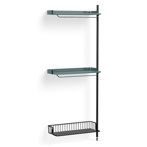 Pier System 1030 – PS Blue Shelves + Anthracite Wire Shelf + Black Anodised Aluminium Profiles - HAY