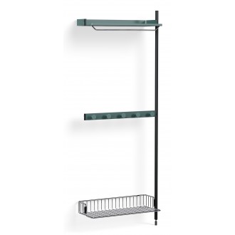 Pier System 1040 – PS Blue Shelves + Chromed Wire Shelf + Black Anodised Aluminium Profiles