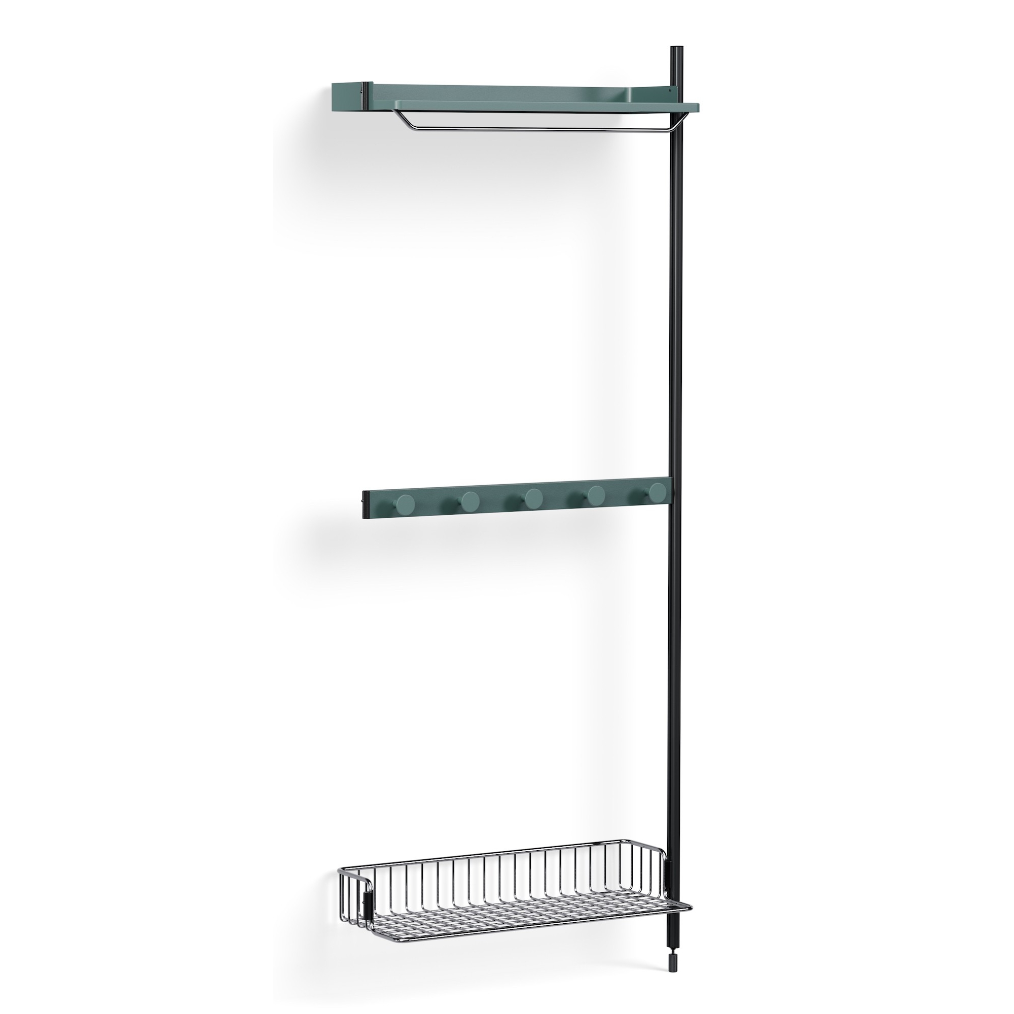 Pier System 1040 – PS Blue Shelves + Chromed Wire Shelf + Black Anodised Aluminium Profiles - HAY