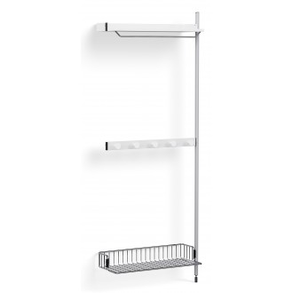 Pier System 1040 – PS White Shelves + Chromed Wire Shelf + Anodised Aluminium Profiles