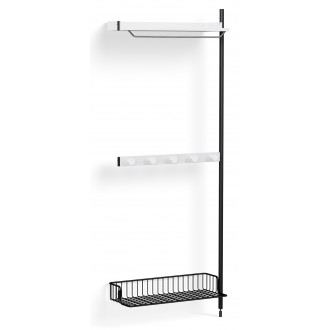 Pier System 1040 – PS White Shelves + Anthracite Wire Shelf + Black Anodised Aluminium Profiles