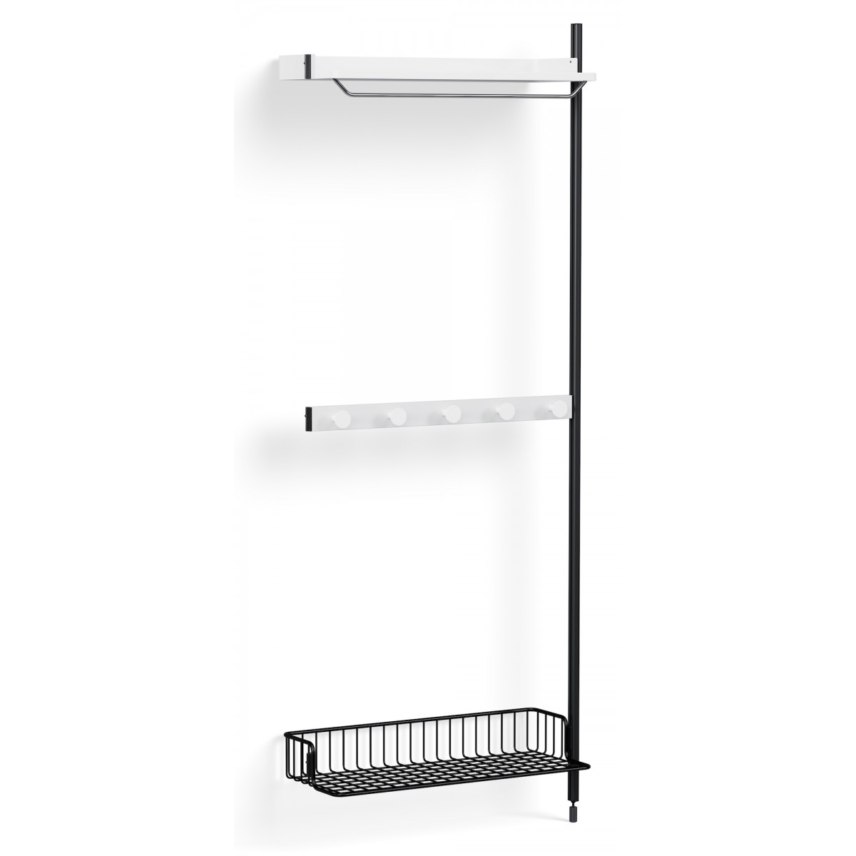 Pier System 1040 – Étagères Blanc PS + Grille Anthracite + Montants Aluminium anodisé Noir