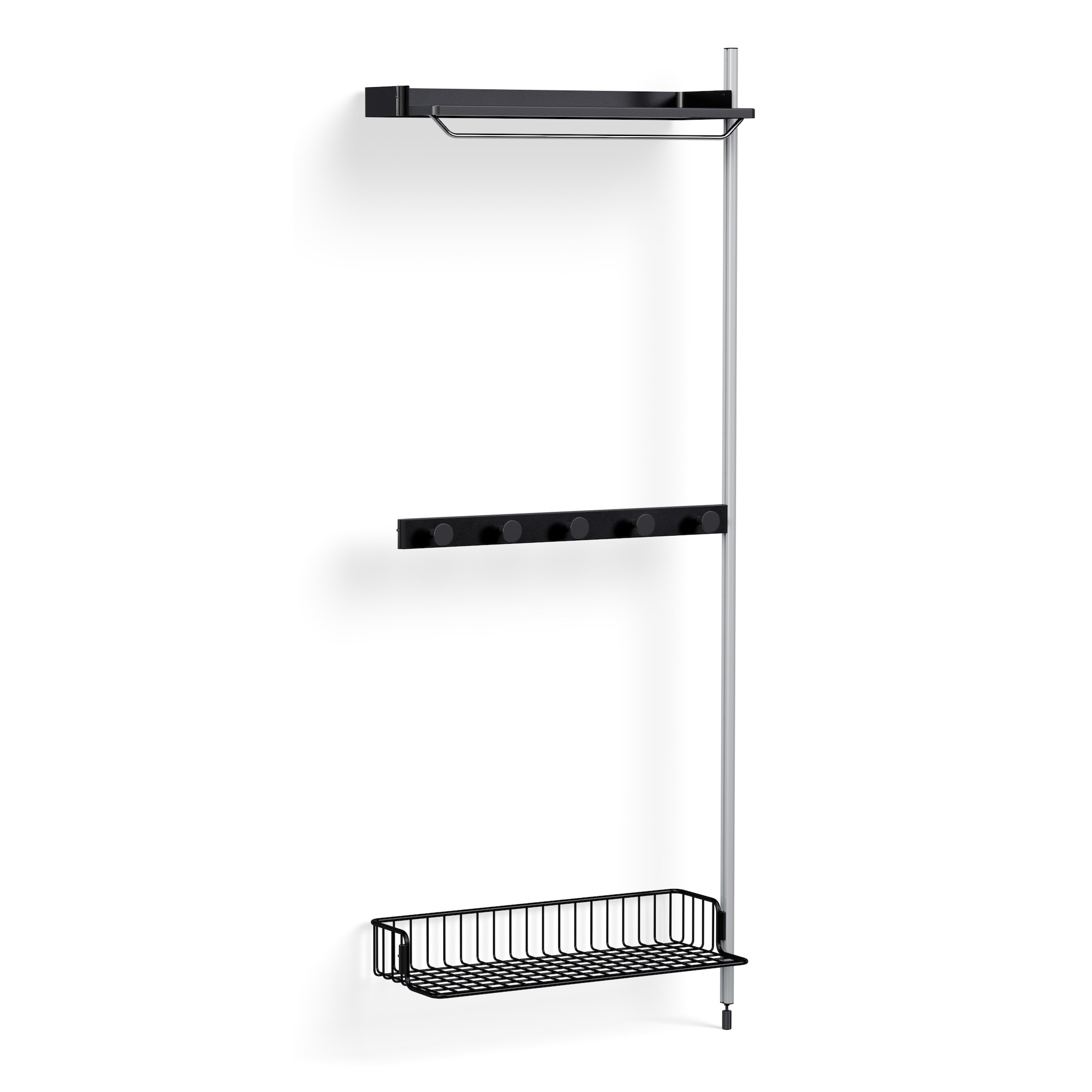 Pier System 1040 – PS Black Shelves + Anthracite Wire Shelf + Anodised Aluminium Profiles - HAY