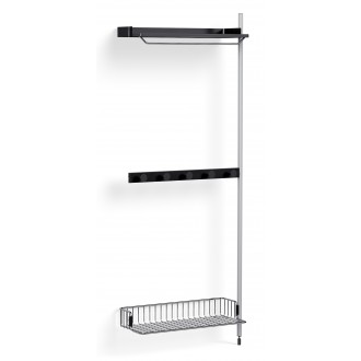 Pier System 1040 – PS Black Shelves + Chromed Wire Shelf + Anodised Aluminium Profiles