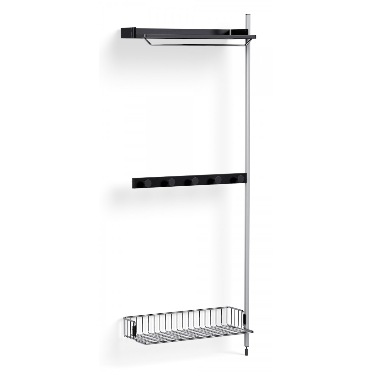 Pier System 1040 – Étagères Noir PS + Grille Chrome + Montants Aluminium anodisé