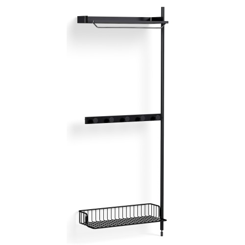 Pier System 1040 – Étagères Noir PS + Grille Anthracite + Montants Aluminium anodisé Noir - HAY