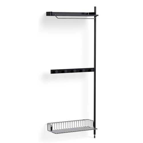 Pier System 1040 – Étagères Noir PS + Grille Chrome + Montants Aluminium anodisé Noir - HAY