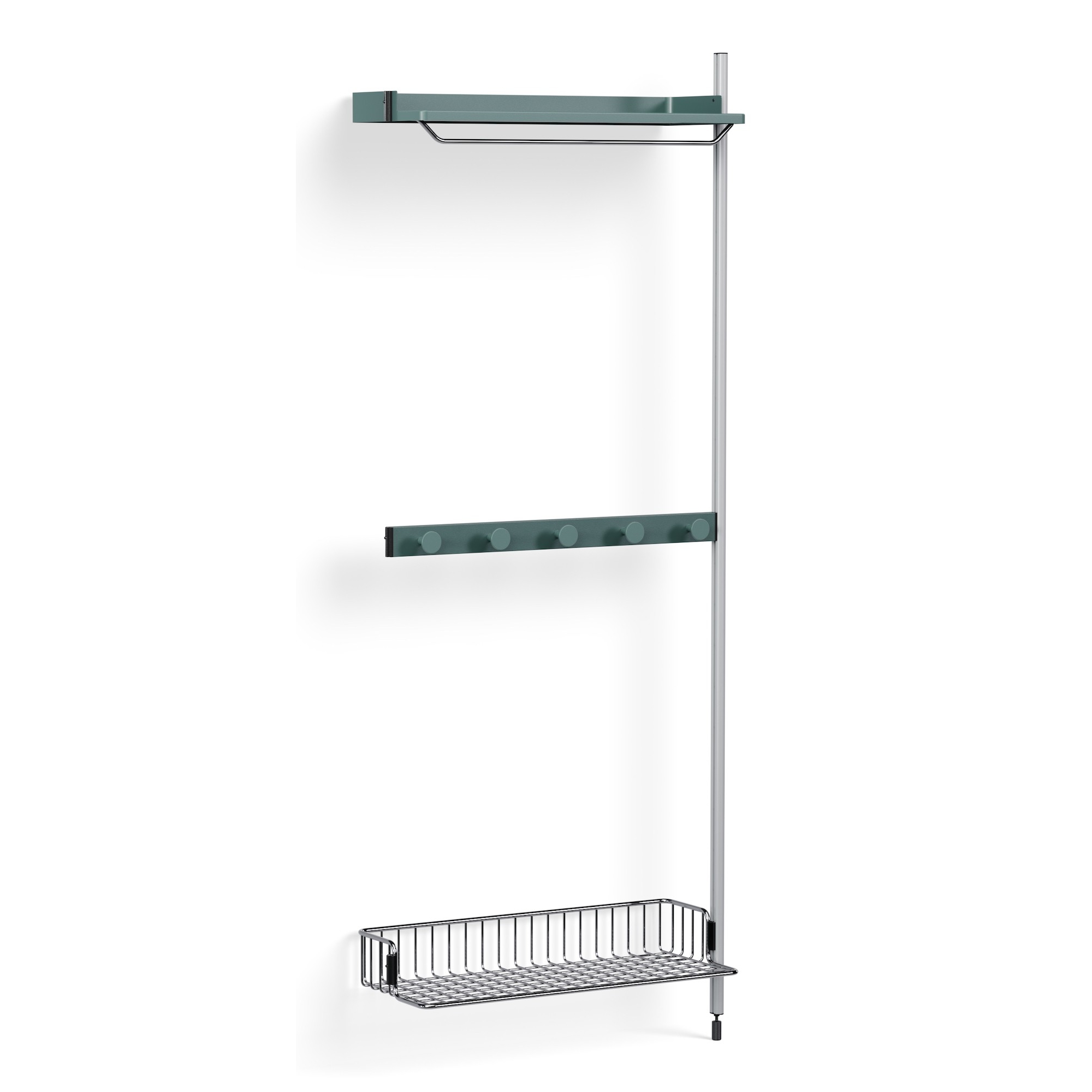 Pier System 1040 – PS Blue Shelves + Chromed Wire Shelf + Anodised Aluminium Profiles - HAY