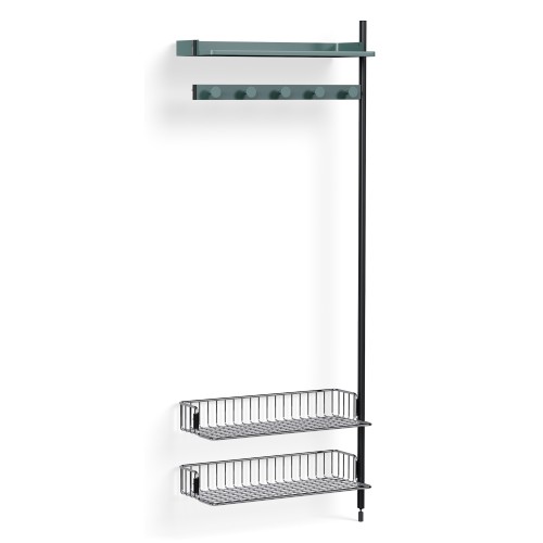 Pier System 1050 – PS Blue Shelves + Chromed Wire Shelves + Black Anodised Aluminium Profiles - HAY