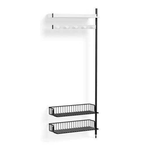 Pier System 1050 – PS White Shelves + Anthracite Wire Shelves + Black Anodised Aluminium Profiles - HAY