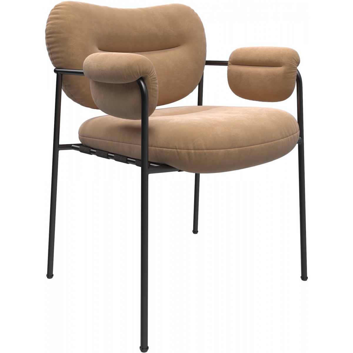 Bollo Chair – Kingham Velvet 022 Ochre + Dark grey base