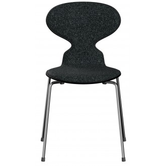 Ant Chair – Black coloured ash shell + fabric Vanir 193 + chrome legs