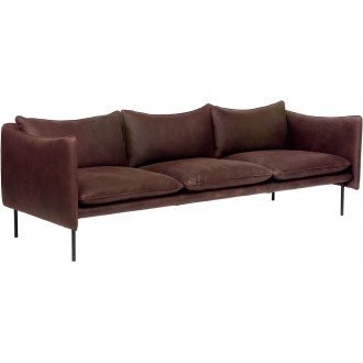 Tiki 3-seater sofa – Vintage Dark Chocolate leather + Black base