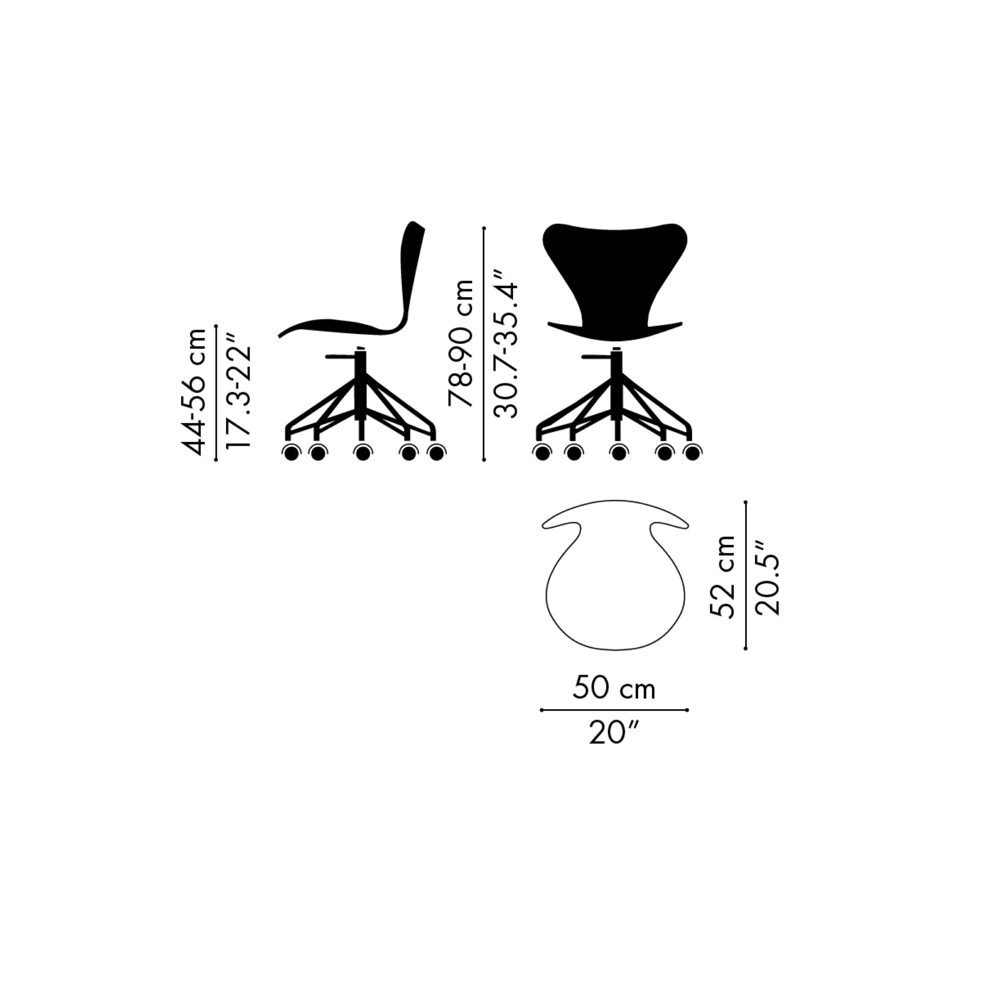 coque bois - Serie 7 n°3117 (pivotante, sans accoudoir) - Fritz Hansen