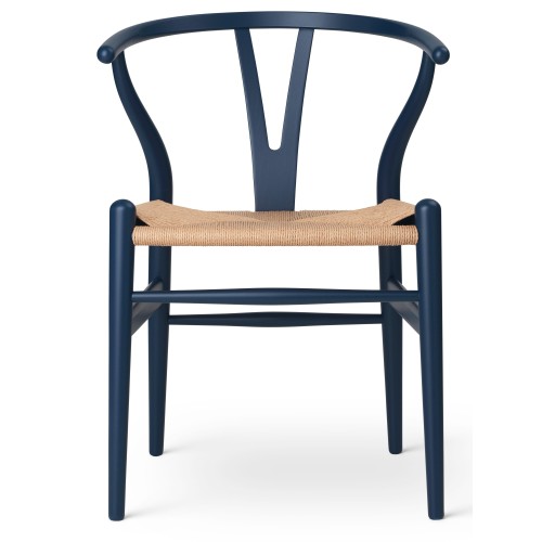 Carl Hansen & Søn – Chaise CH24 Soft Color, blue et corde de papier naturelle