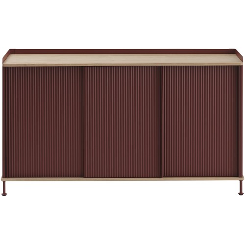 oak/deep red - vertical Enfold sideboard – W148 x D45 x H85cm - Muuto