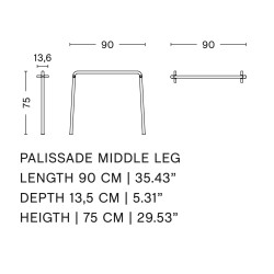 table middle leg - Palissade Iron red - HAY