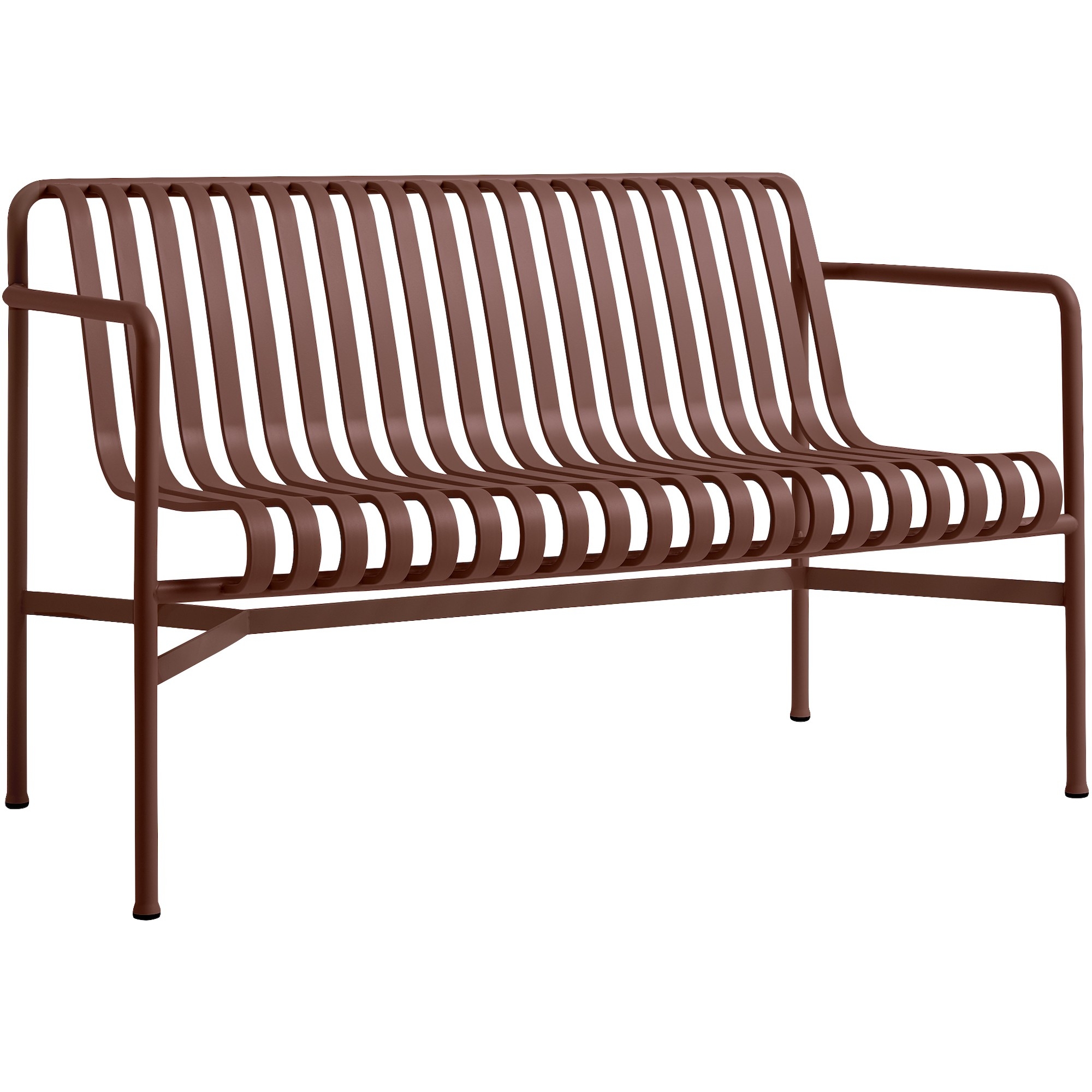 Dining bench with armrest - Palissade Iron red - HAY