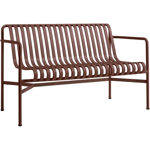 Dining bench with armrest - Palissade Iron red - HAY