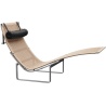 PK24 Chaise longue - Wicker + Headrest Aura Black Leather - Fritz Hansen