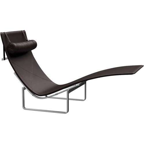 PK24 Chaise longue - Grace Dark brown Leather - Fritz Hansen