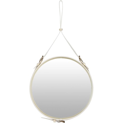 Ø58cm - Cream leather - Adnet circular mirror - Gubi