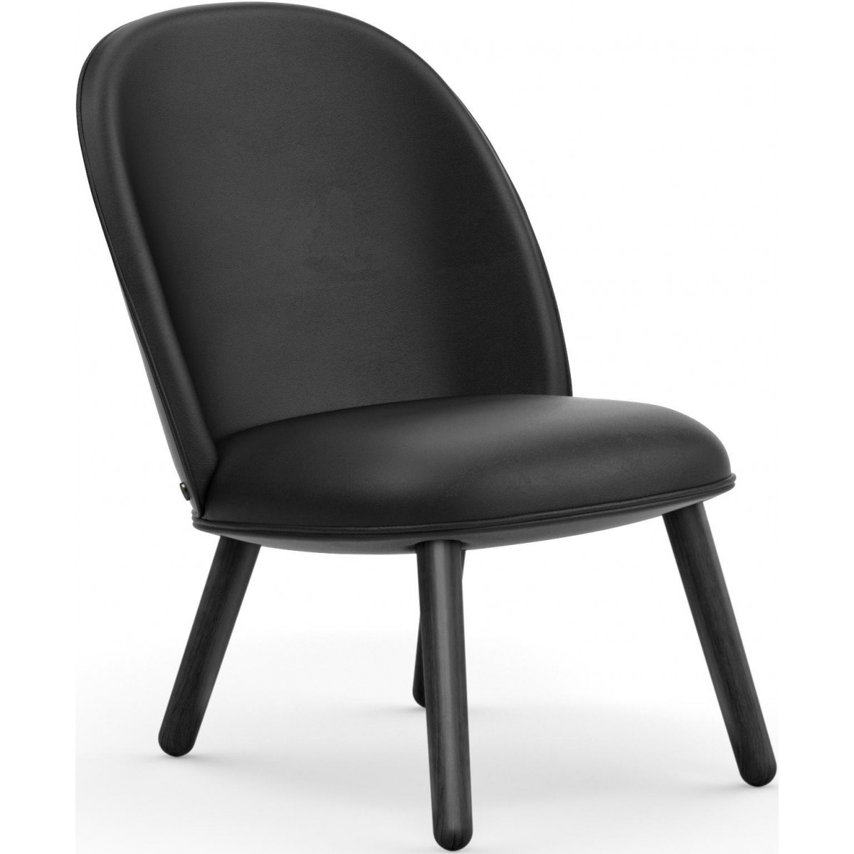 Ace lounge chair – Ultra black leather + black oak base - Normann Copenhagen