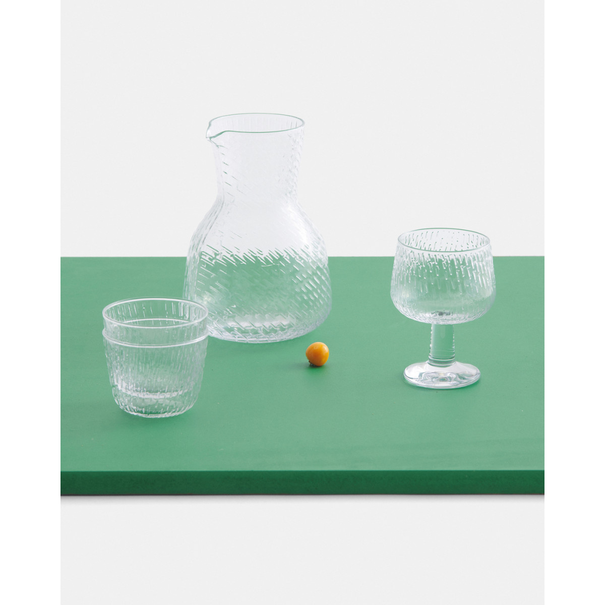 Ensemble de 2 petits verres en verre bullé verts