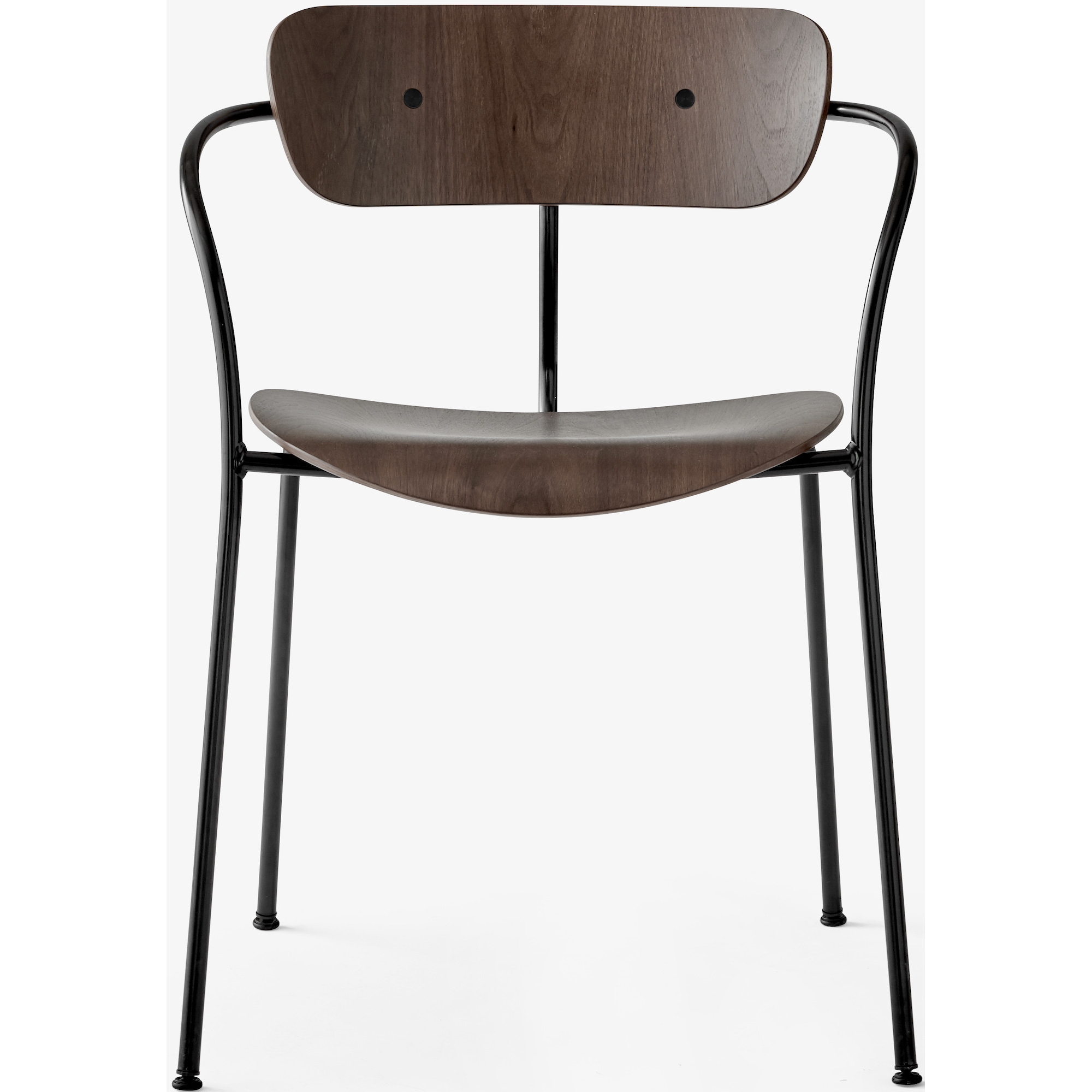 Pavilion AV2 chair – lacquered walnut + black fittings + black legs - &Tradition