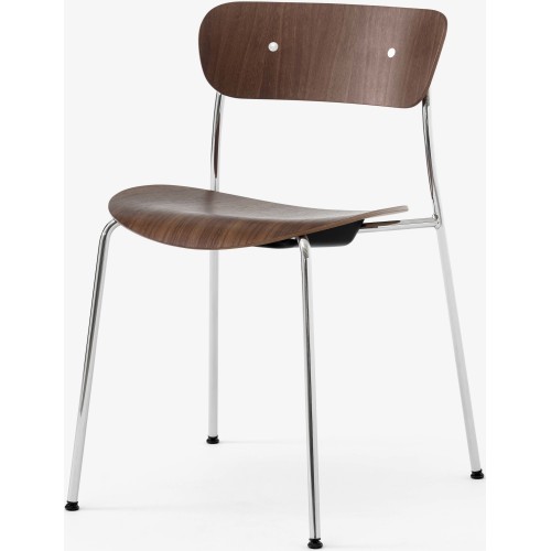 Pavilion AV1 chair – lacquered walnut + chrome fittings + chrome legs - &Tradition