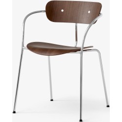 Pavilion AV2 chair – lacquered walnut + chrome fittings + chrome legs - &Tradition