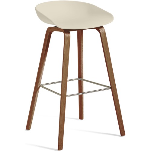 AAS32 Bar stool Melange Cream shell + Walnut base - HAY