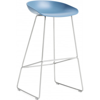 AAS38 Bar  Stool Azure blue shell + Stainless steel base