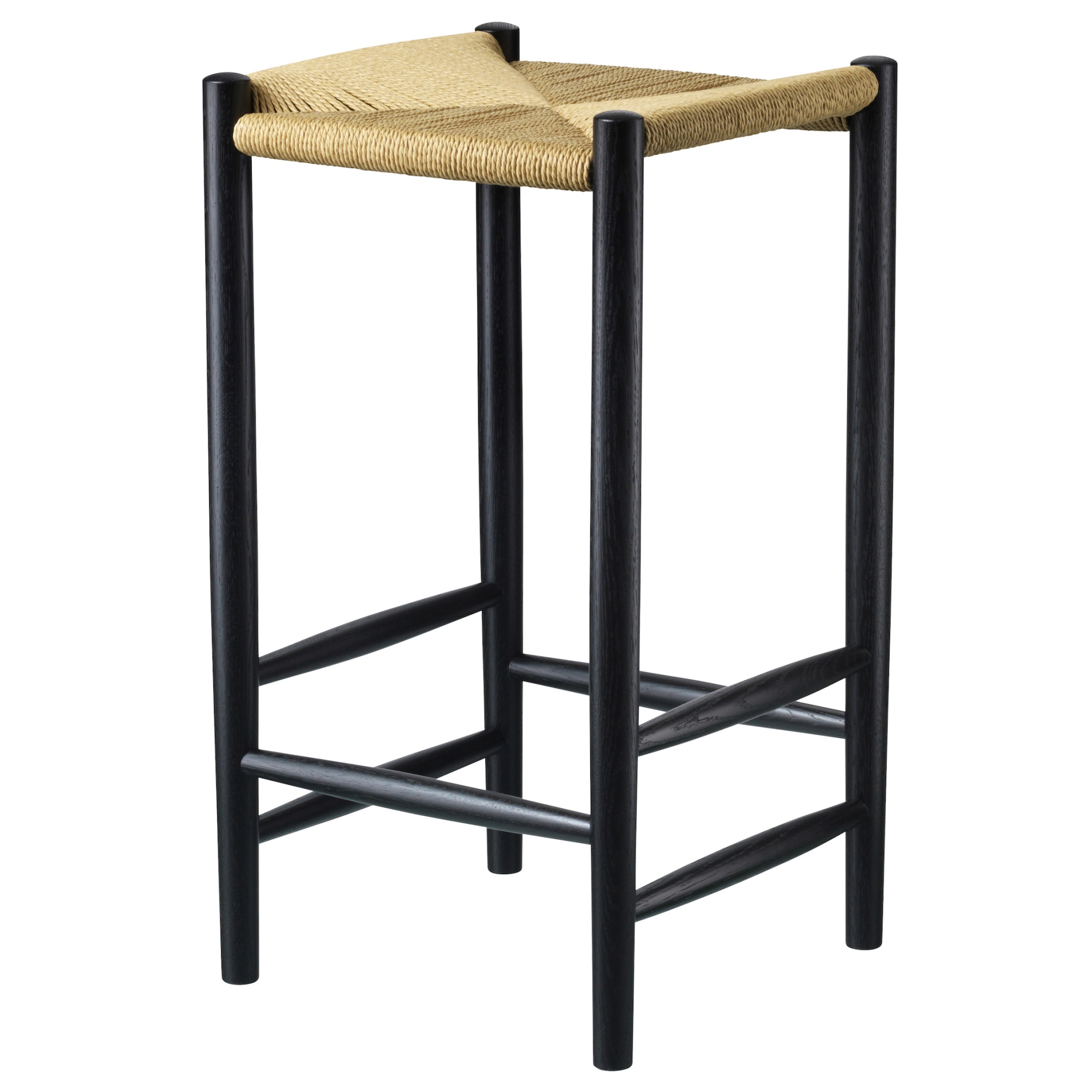 ÉPUISÉ Tabouret de bar J164C – Chêne peint en noir  – 37 x 37 x H67 cm - FDB Møbler