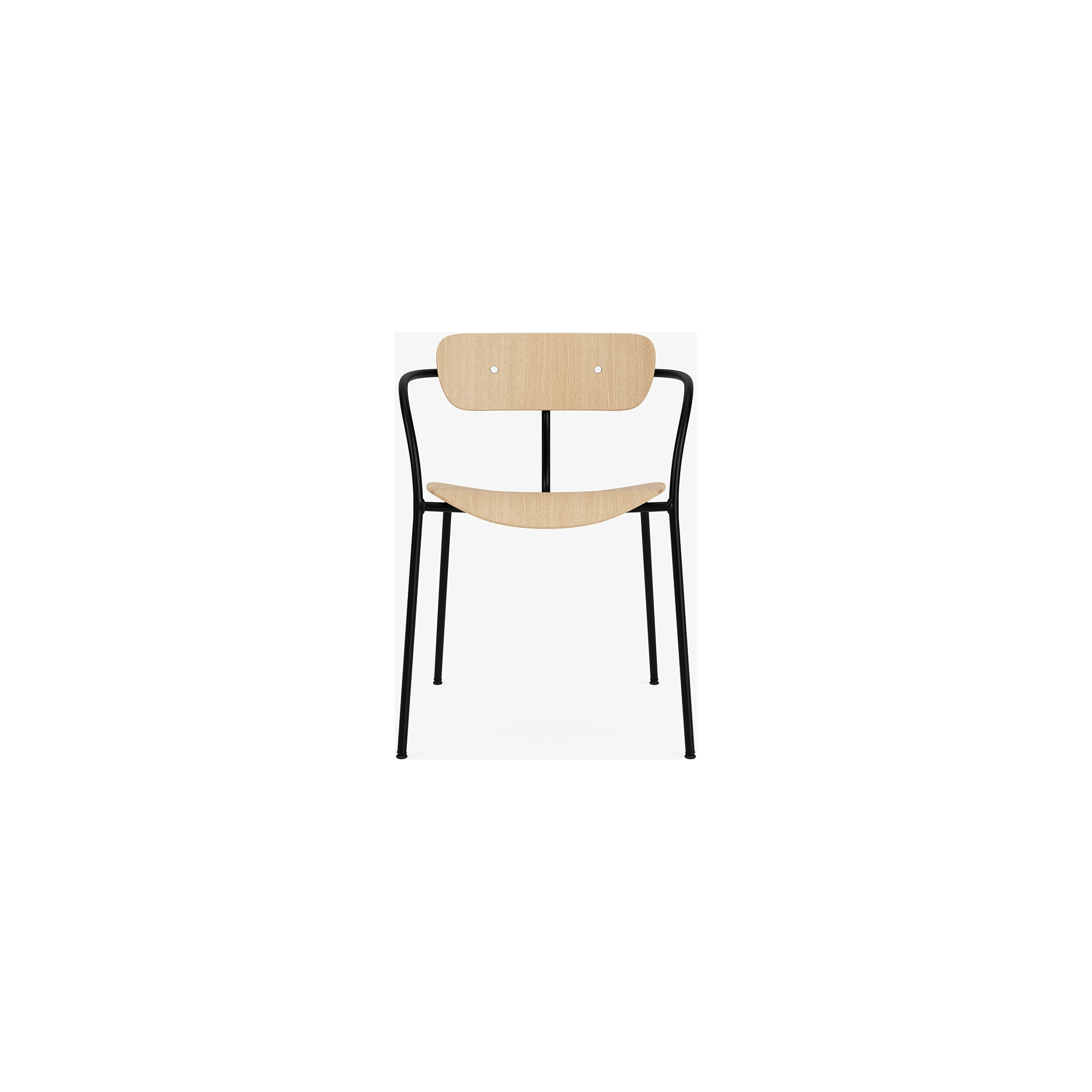 Pavilion AV2 chair – lacquered oak + chrome fittings + black legs - &Tradition