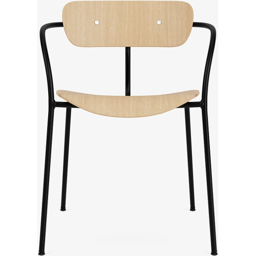 Pavilion AV2 chair – lacquered oak + chrome fittings + black legs - &Tradition