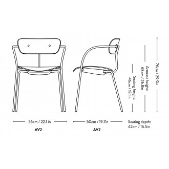 Chaise Pavilion AV2 – chêne vernis + boutons chrome + piètement chrome