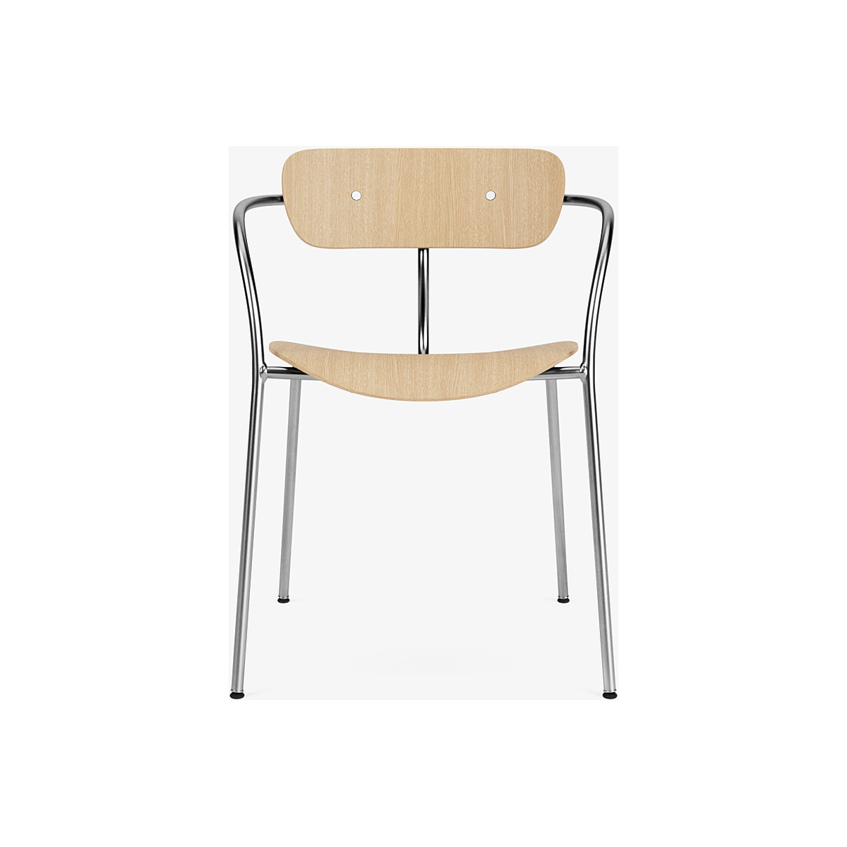 Pavilion AV2 chair – lacquered oak + chrome fittings + chrome legs