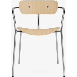 Pavilion AV2 chair – lacquered oak + black fittings + chrome legs - &Tradition