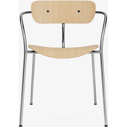 Pavilion AV2 chair – lacquered oak + black fittings + chrome legs - &Tradition